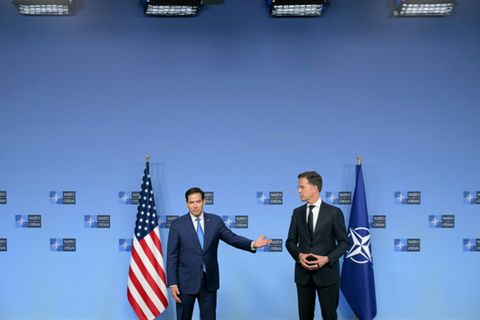 Rubio (links) und Rutte in Brüssel