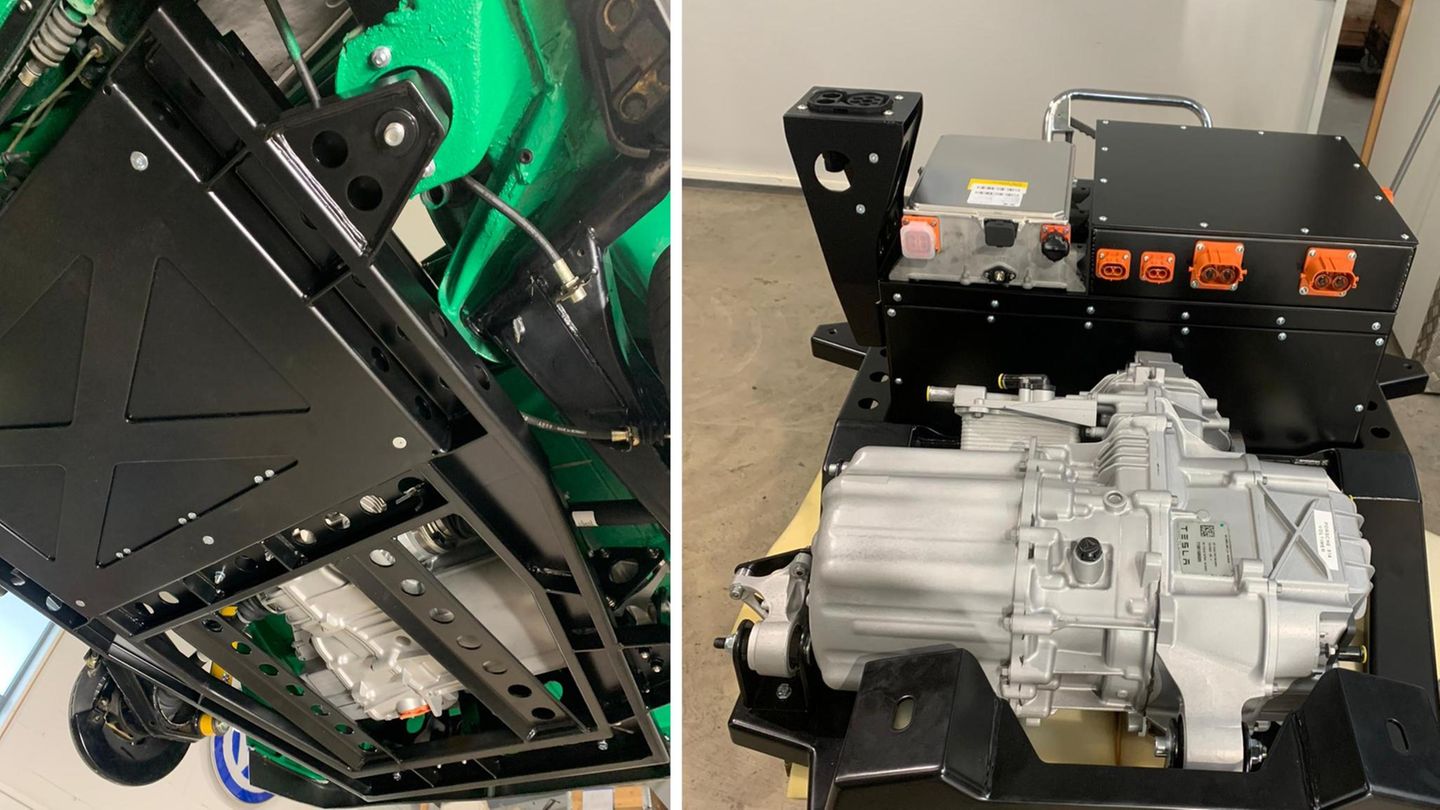 Blick auf den E-Motor eines umgebauten VW-Porsche 914 Blick auf den E-Motor eines umgebauten VW-Porsche 914