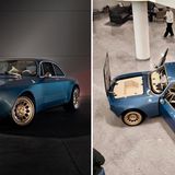 Ein blauer Alfa Romeo  Giulia GTA als E-Auto
