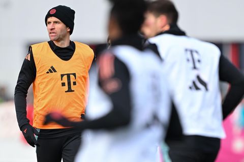 Thomas Müller auf dem Trainingsgelände des FC Bayern an der Säbener Straße