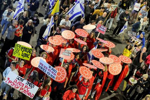 Demonstration für Freilassung der Hamas-Geiseln in Tel Aviv