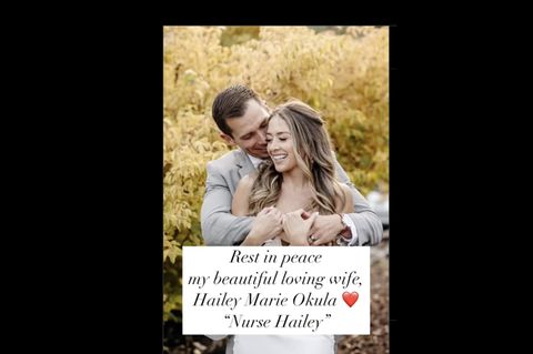Mit diesem Hochzeitsfoto veröffentlichte Matthew Okula bei Instagram den Tod seiner Frau, Hailey Marie Okula