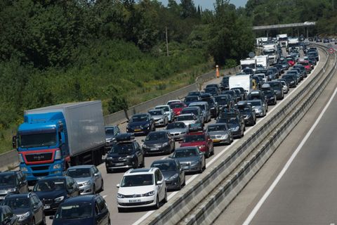 Stau auf Autobahn