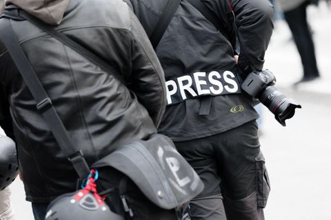 Presse-Vertreter auf einer Demonstration