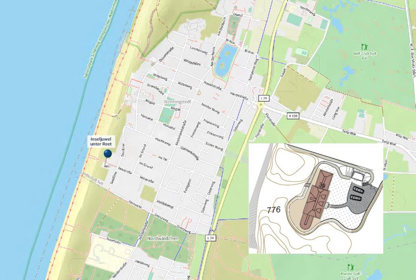 Lageplan des ehemaligen Göring Anwesens auf Sylt