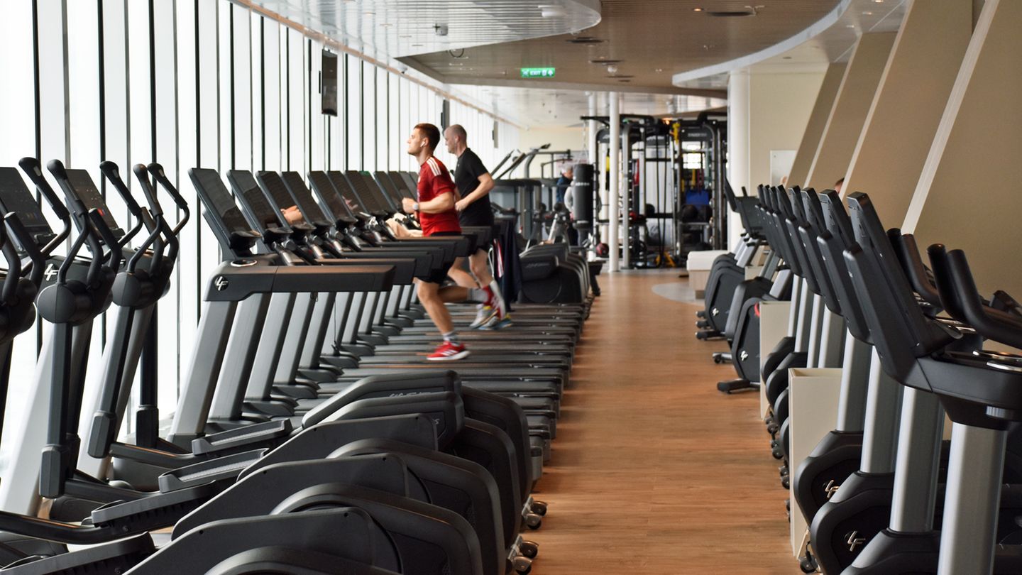 Auf Deck 17 mit Meerblick liegt der Fitnessbereich mit Laufbändern sowie Kraft- und Ausdauergeräten