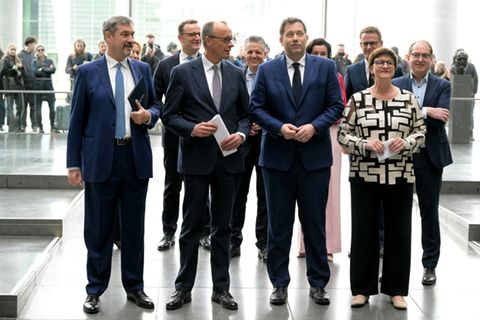 Söder, Merz, Klingbeil, Esken (v.l.)