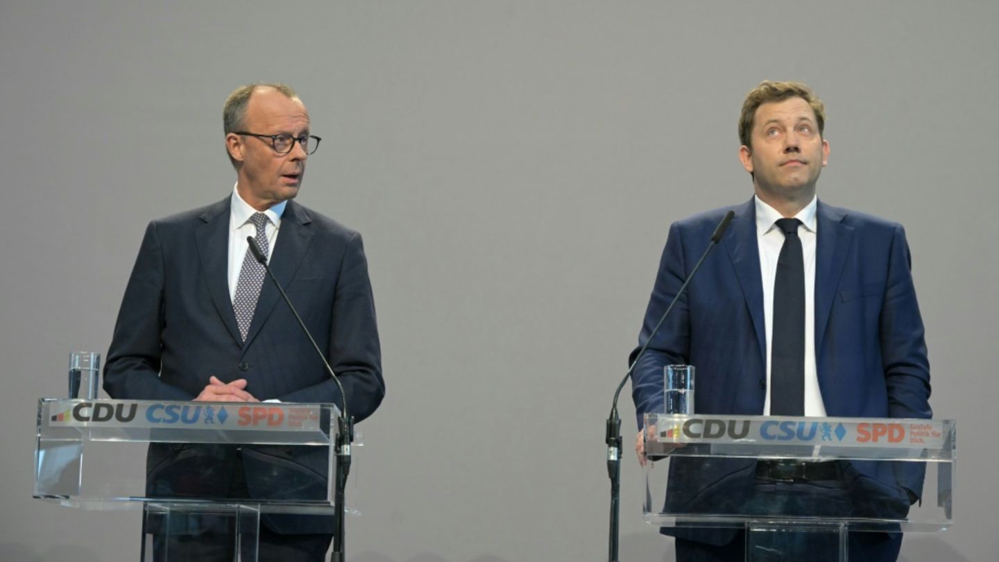 Parteichefs Klingbeil (r.) und Merz