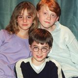 Emma Watson mit Rupert Grint und Daniel Radcliffe im Jahr 2000