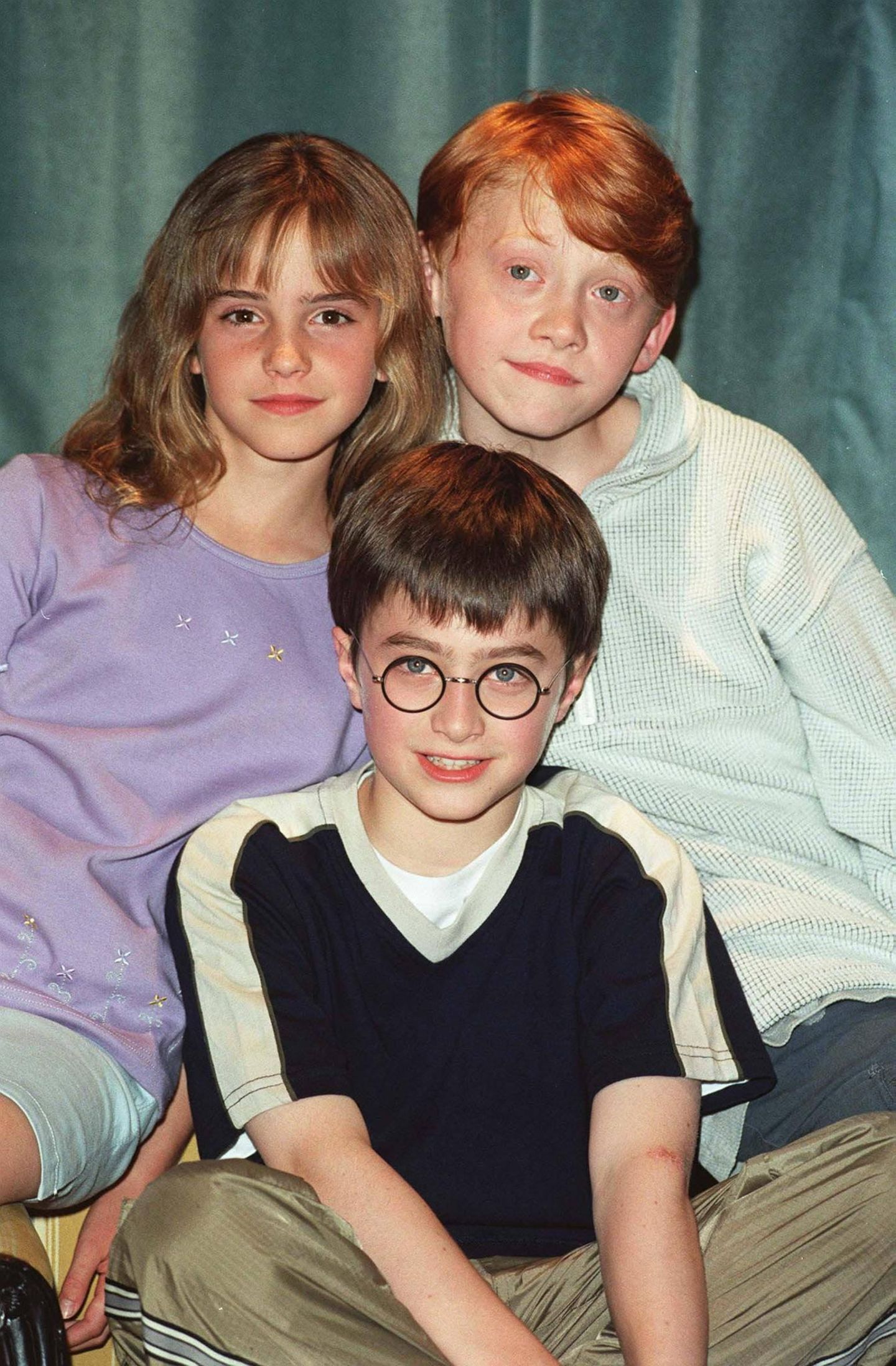 Emma Watson mit Rupert Grint und Daniel Radcliffe im Jahr 2000