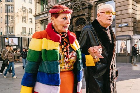 Altes Paar Szenen am Graben in Wien