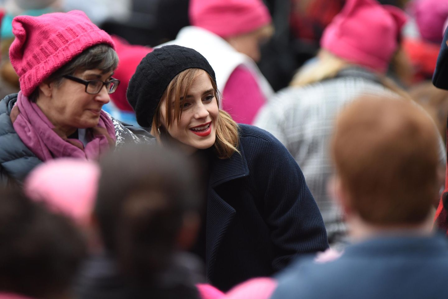 Emma Watson mit ihrer Mutter beim Womens March im Januar 2017