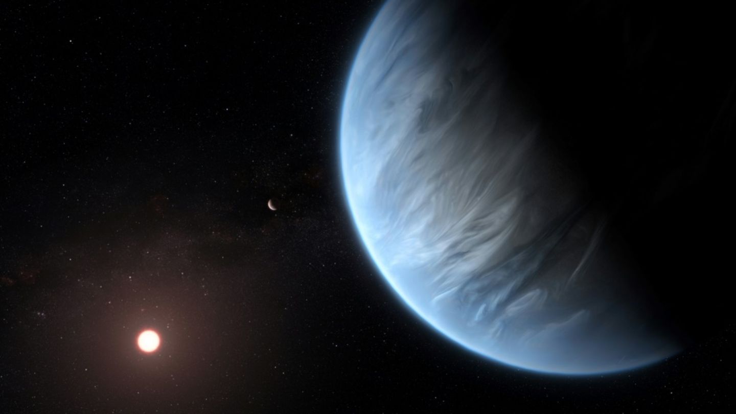 Exoplanet K2-18b (künstlerische Simulation)
