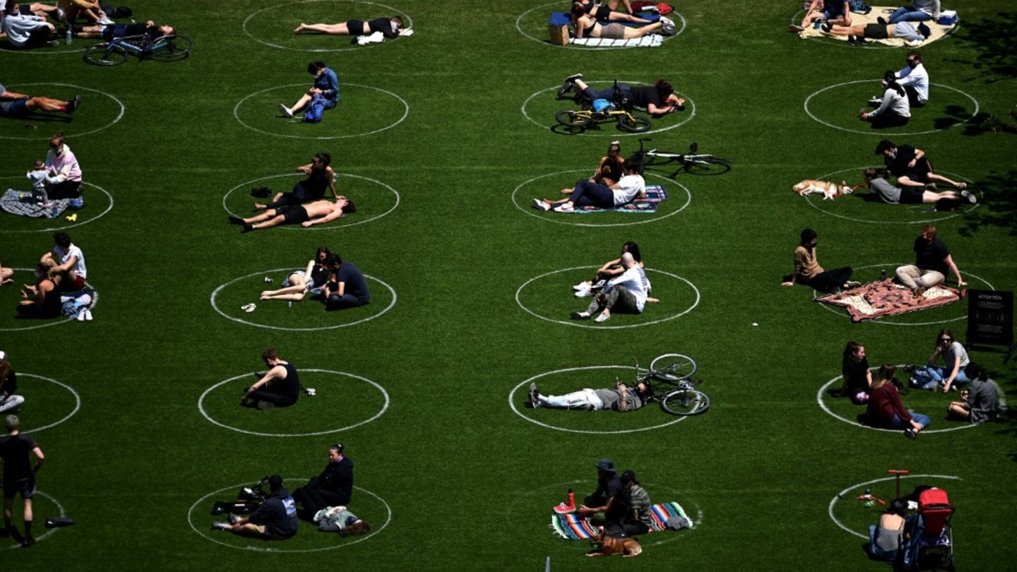 Abstandsregeln in einem New Yorker Park im Mai 2020