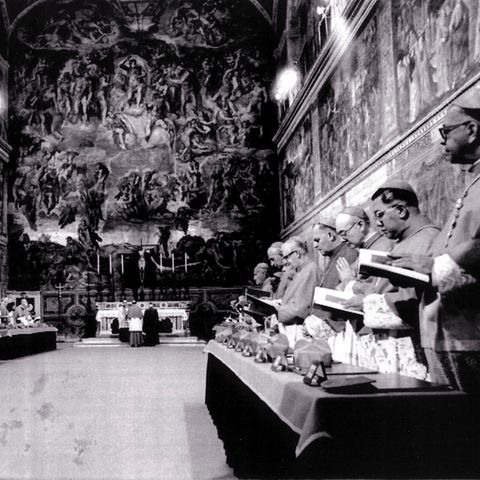 Konklave: Kardinäle in der Sixtinischen Kapelle nach der Wahl von Johannes Paul II. zum Papst