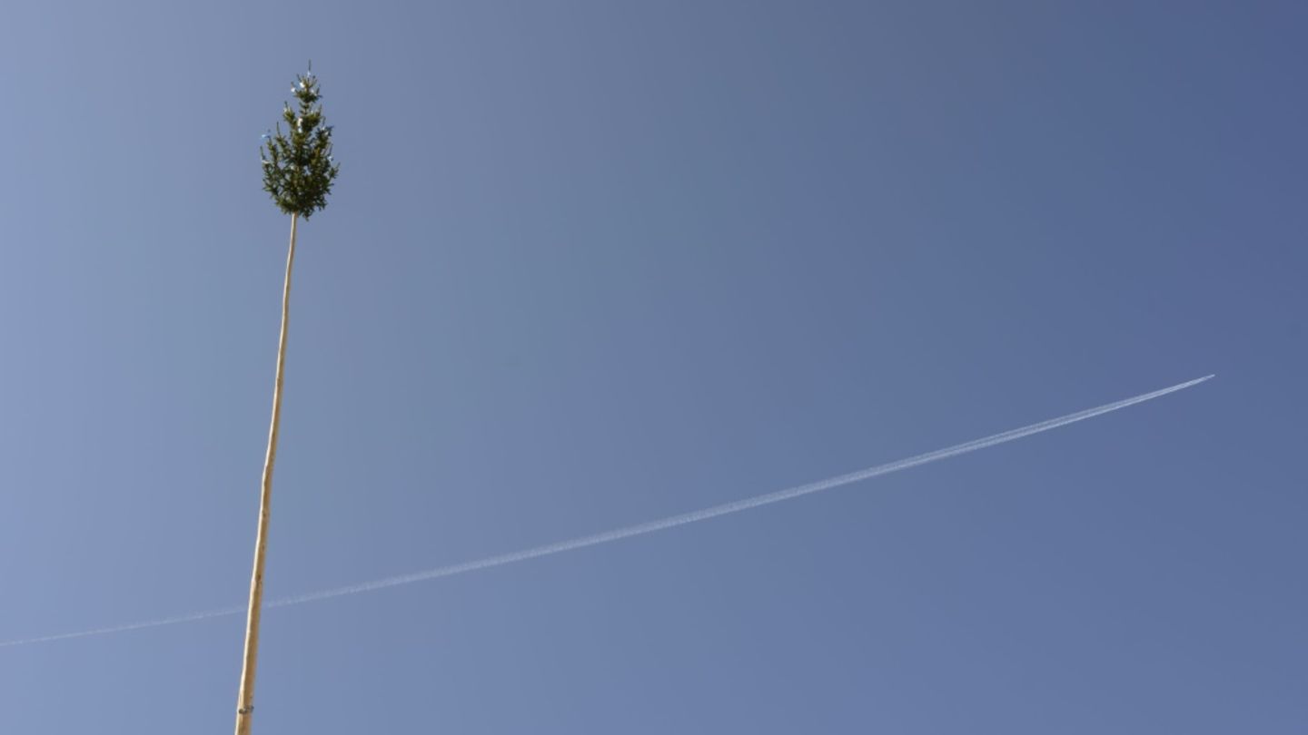Maibaum im bayerischen Krün am 1. Mai 2025