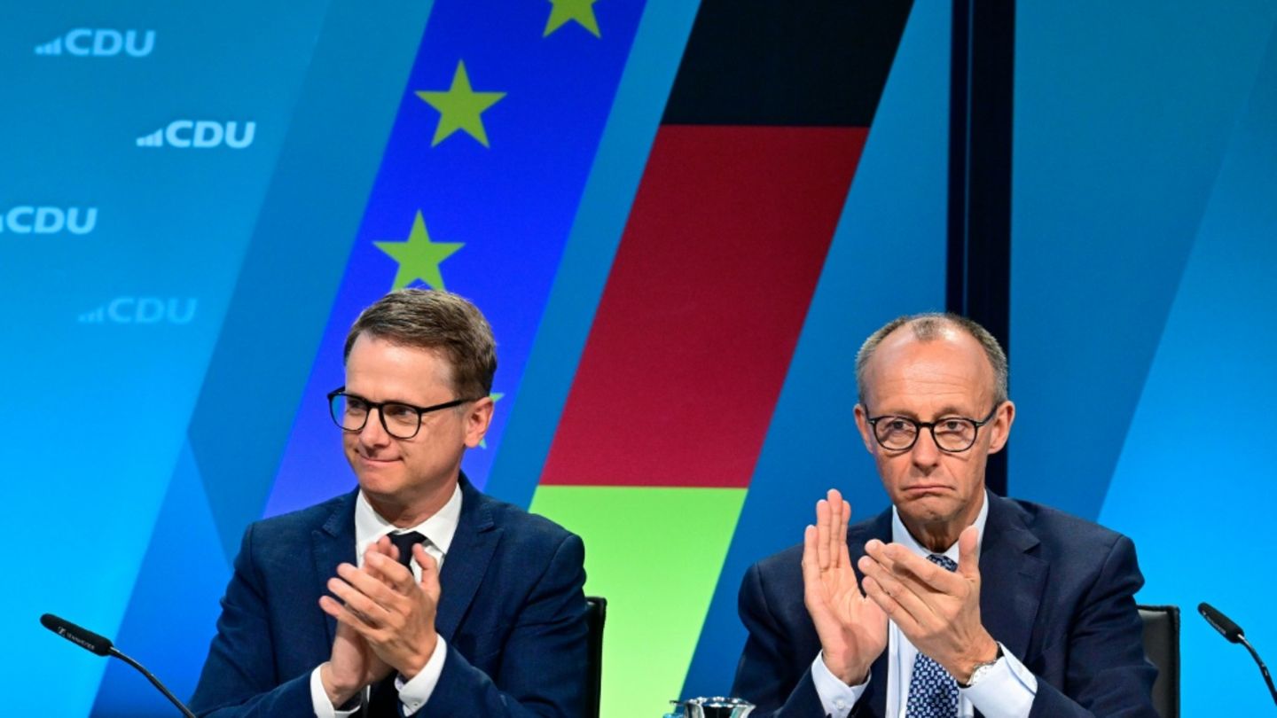 CDU-Generalsekretär Linnemann und Parteichef Merz