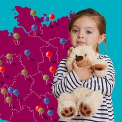 Eine Deutschlandkarte mit Pins als Illustration zum Thema Kindergarten