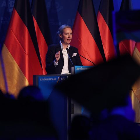 AfD chairman Alice Weidel gives a speech