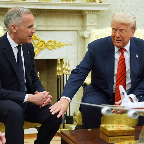 Canada's Prime Minister Mark Carney visits Donald Trump in the Oval Office of the White House