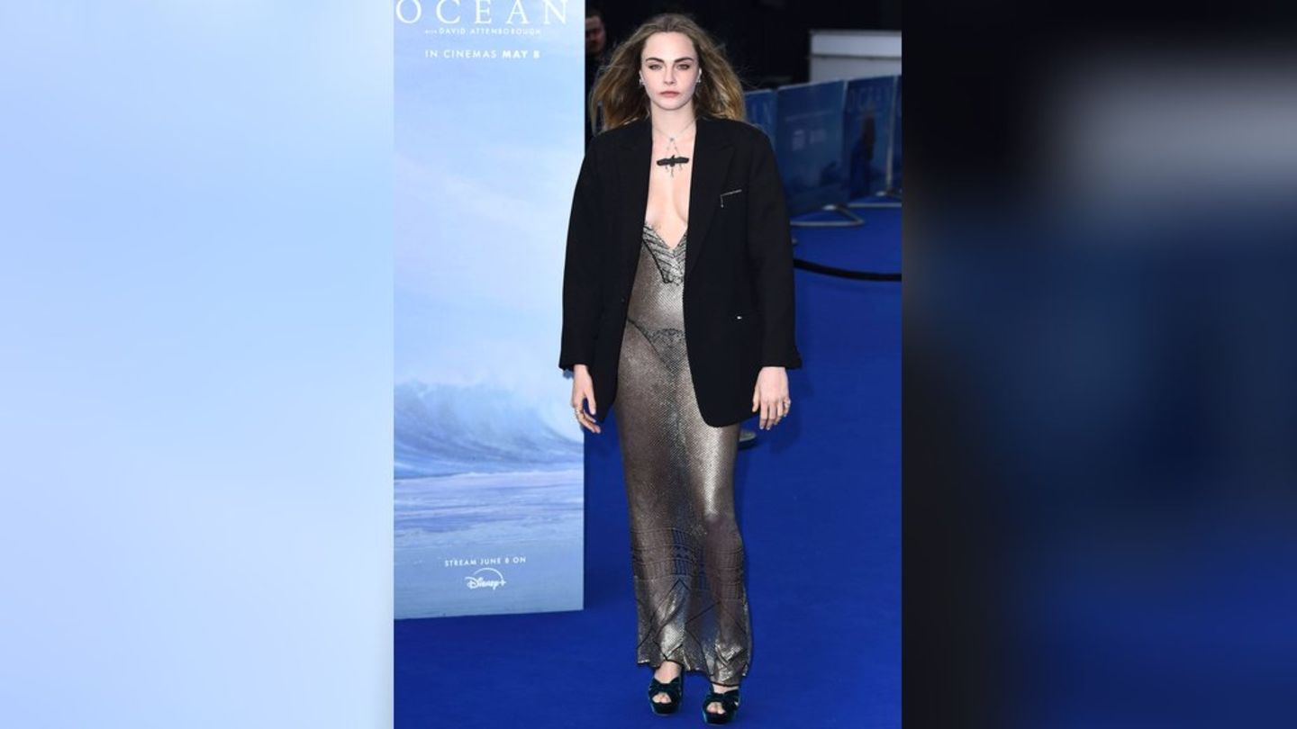 Cara Delevingne: In the transparent network dress at film premiere