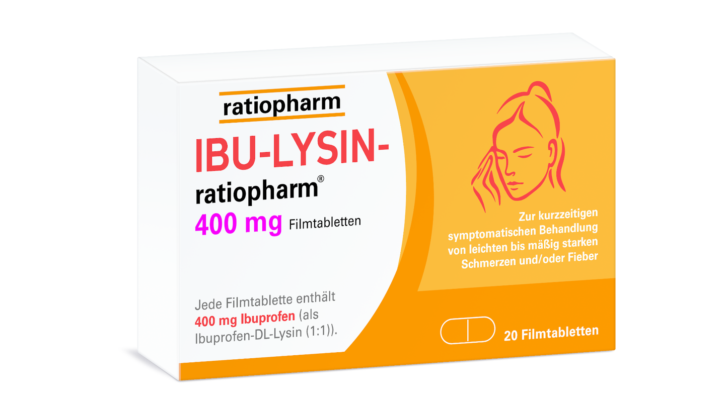 Ibuprofen wirkt bei einer Dosis von 200 mg vorwiegend schmerzlindernd, während in hohen Einzeldosen von 800 mg die entzündungshemmenden und antirheumatischen Eigenschaften überwiegen. Die maximale Einzeldosis von Ibuprofen beträgt 400 mg, jedoch sollte die tägliche Gesamtdosis 1200 mg nicht überschreiten. Niedrig dosiert ist Ibuprofen gut verträglich.  Um die Wirksamkeit von Ibuprofen zu beschleunigen, wird es in diesem Produkt mit der Aminosäure Lysin kombiniert. Die Schmerzlinderung setzt sehr schnell ein, wenn es auf nüchternen Magen eingenommen wird, besonders bei plötzlichen Migräneattacken oder Fieberschüben. Allerdings ist diese Formulierung nicht magenschonend. Schwangere in den letzten drei Wochen sollten Ibuprofen nicht einnehmen, ebenso wie Personen mit Bluthochdruck, die stattdessen zu anderen Schmerzmitteln greifen sollten.