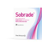 Anders als andere Mittel gegen Sodbrennen greift Sobrade nicht in die Verdauung oder das Säuremanagement des Magens ein. Die Kautablette wird langsam und gründlich zerkaut, dabei entsteht ein zähes Gel, das heruntergeschluckt sich wie ein Schutzfilm über die säuregereizte Wand der Speiseröhre legt. Der Effekt soll etwa drei Stunden halten. Wichtig: Nach dem Schlucken nichts oder nur sehr wenig trinken. Vorteil der schonenden Wirkweise: Die Gefahr einer Überdosierung gibt es nahezu nicht. Ideal für Reflux in der Schwangerschaft und nächtlichem, unbemerkten Sodbrennen.