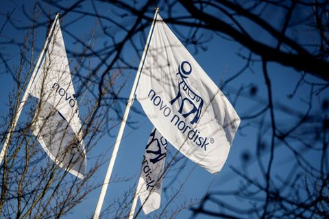 Fahnen mit dem Logo von Novo Nordisk