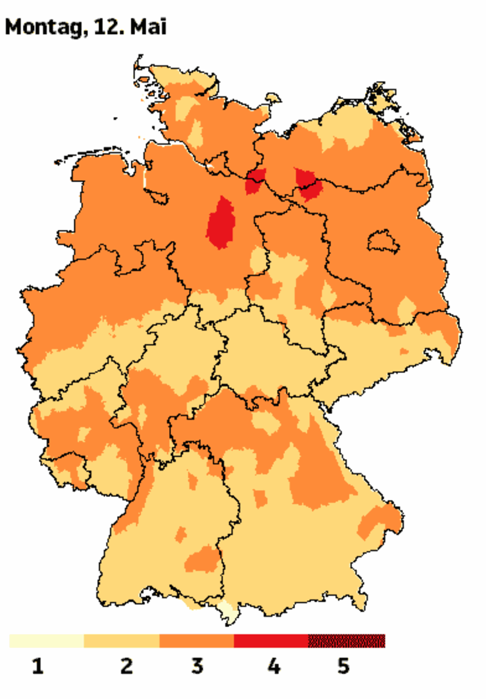 Waldbrandgefahr-Index für Deutschland vom DWD