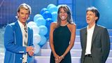 Naddel neben Florian Silbereisen in einer TV-Show, in der sie mit dem Sänger Kurt Elsässer rechts von ihr auftritt