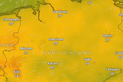 Eine Karte zeigt das Wetter in Deutschland
