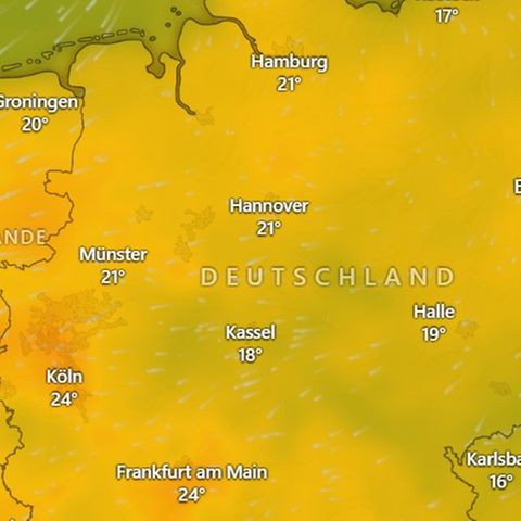 Eine Karte zeigt das Wetter in Deutschland