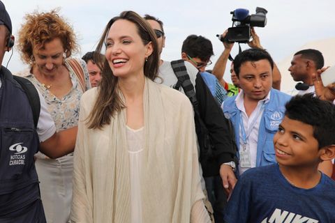 Angelina Jolie mit venezulanischen Flüchtlingen