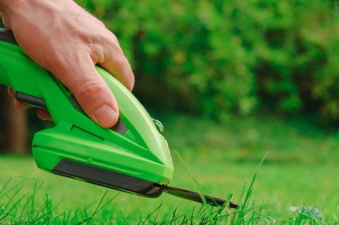 Person nutzt elektrische Gartenschere