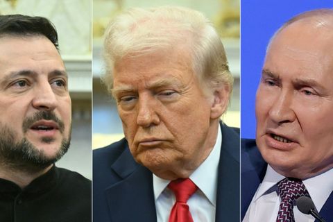 Selenskyj (l.), Trump und Putin (r.)