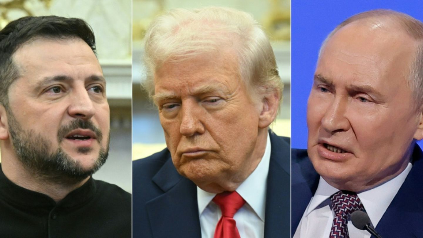 Selenskyj (l.), Trump und Putin (r.)