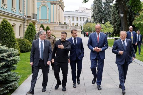 Starmer, Selenskyj, Macron, Merz, Tusk Großbritannien