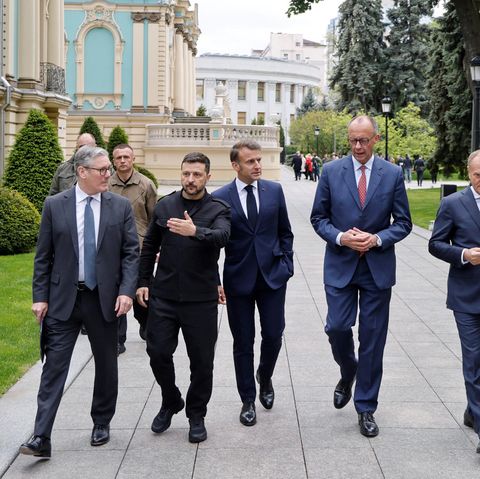 Strandmer, Selenskyj, Macron, Merz, Tusk Great Britain