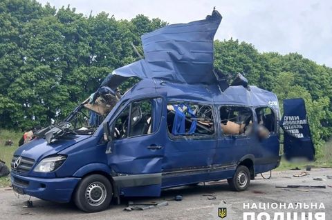 Angegriffene Bus in der Ukraine