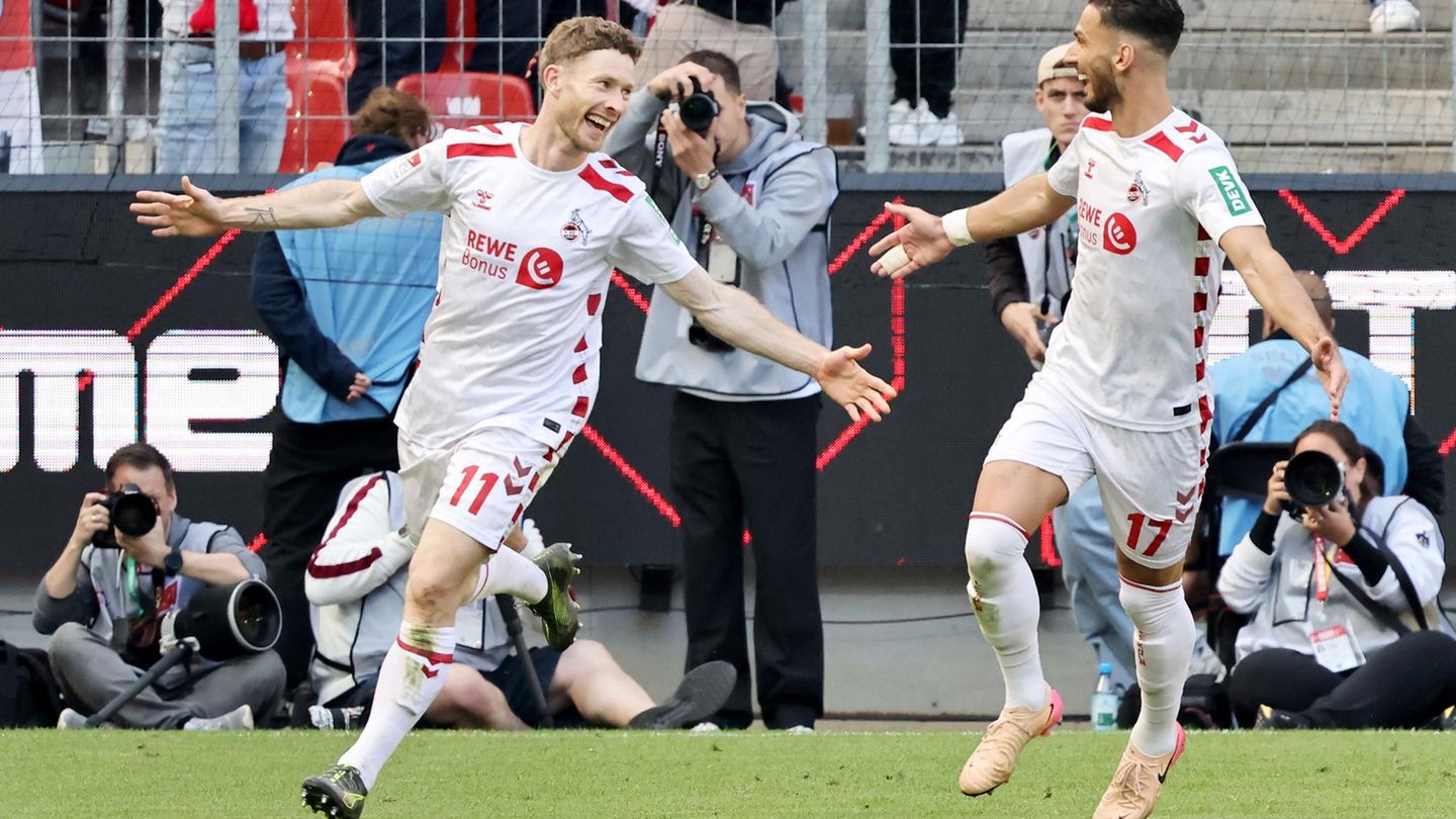 2. Bundesliga: Kölns Florian Kainz bejubelt sein Tor zum 3:0