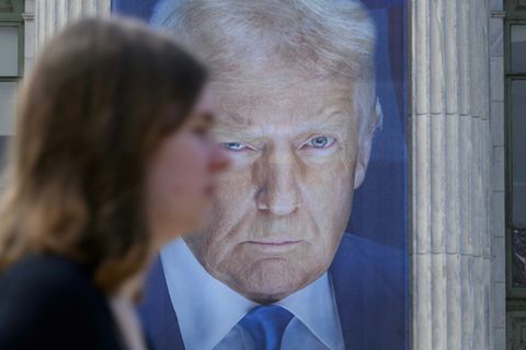 Trumps Konterfei vor dem US-Agrarministerium