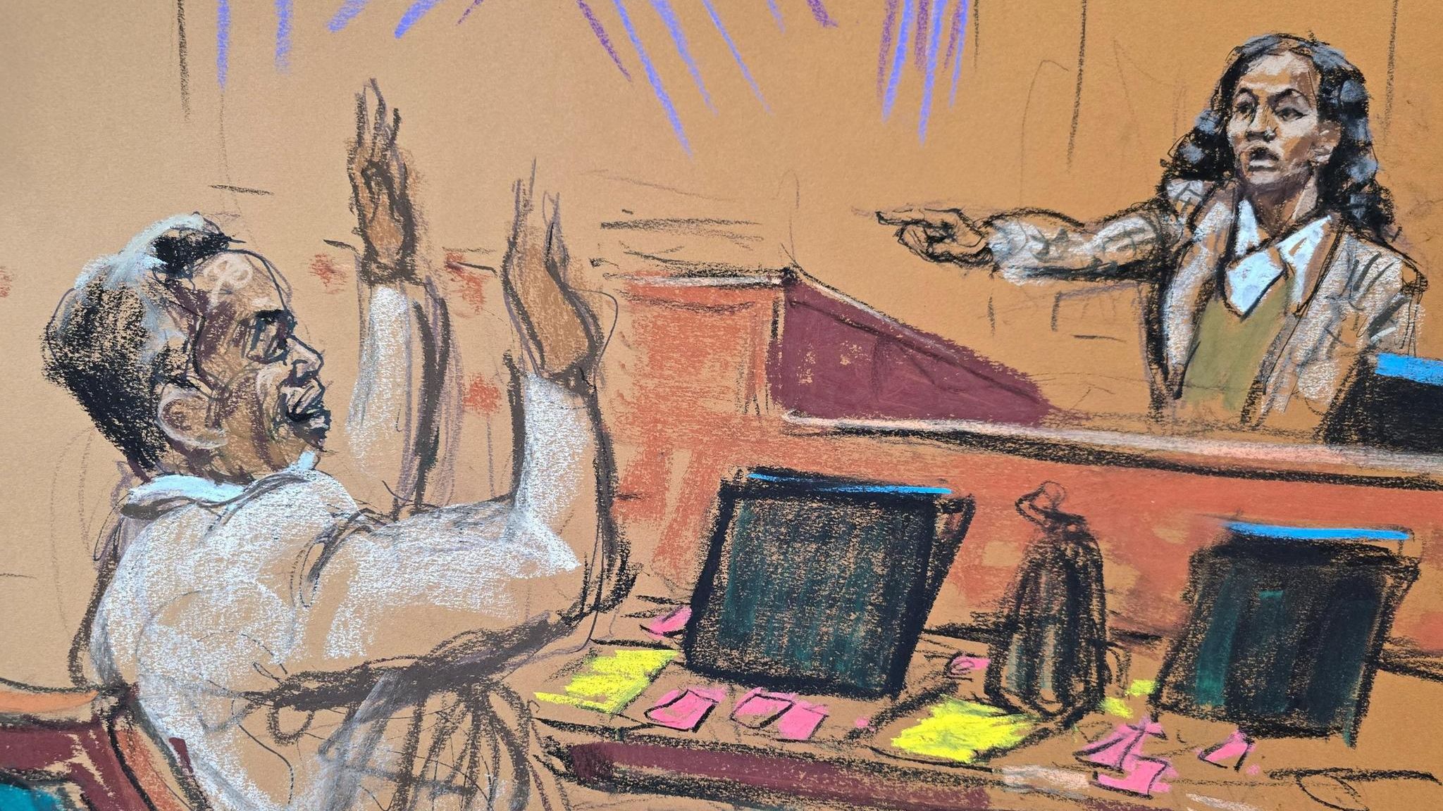 P. Diddy: Skizze während des Prozesses