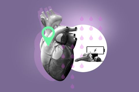 Erschöpfung: Illustration Diagnose - eine Frau liegt auf dem Boden