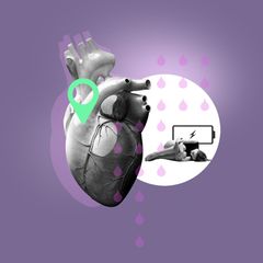 Erschöpfung: Illustration Diagnose - eine Frau liegt auf dem Boden