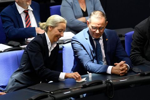 Die AfD-Spitze Tino Chrupalla und Alice Weidel