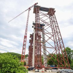 Die Baustelle einer Hochbrücke in Horb am Neckar in Baden-Württemberg