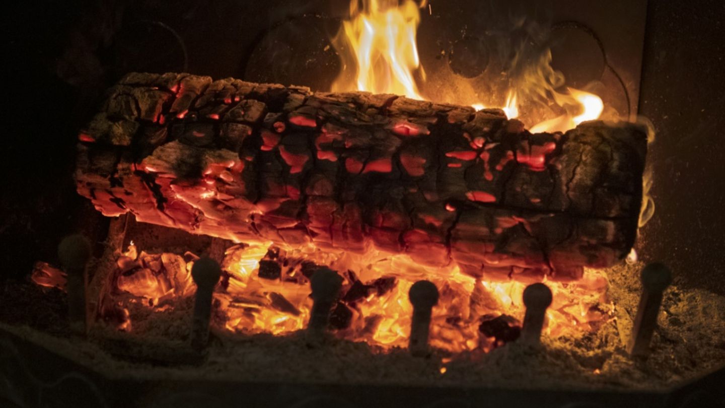 Holzscheit in Kamin