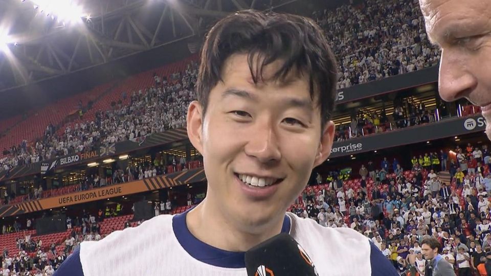 Überwältigter Heung-min Son grüßt Harry Kane nach EL-Triumph Heung-min Son im Interview nach EL-Sieg