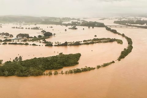 Luftbild der Überflutungen in New South Wales
