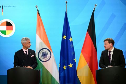 Wadephul (r) mit Indiens Außenminister Jaishankar